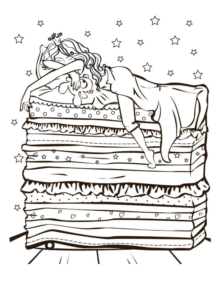 Princess Princess And The Pea Mattresses Tracing Shape Pdf Free Vectors
